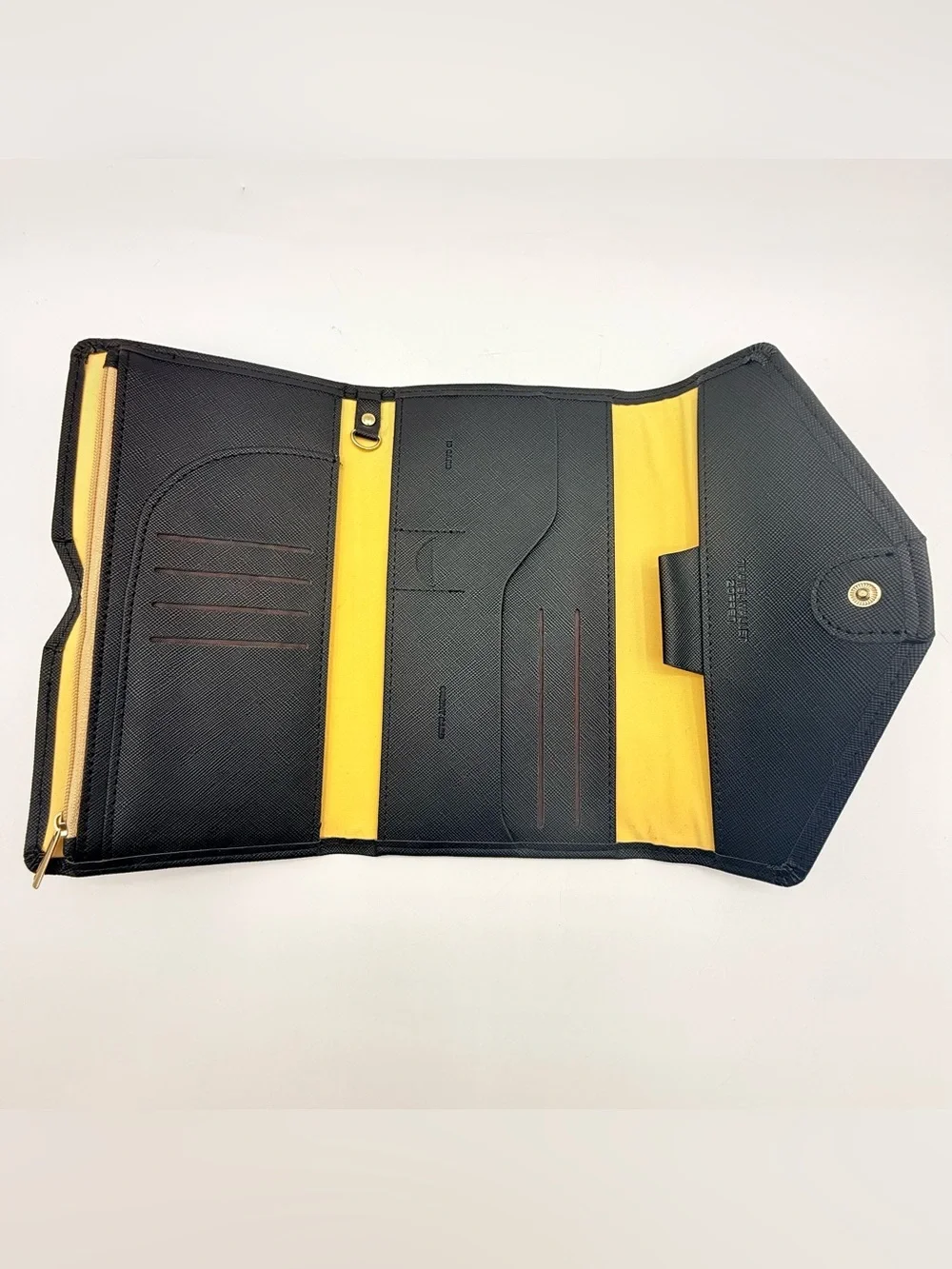 RFID Blocking Zoppen Travel Wallet Passport Holder Black Tri-Fold Organizer